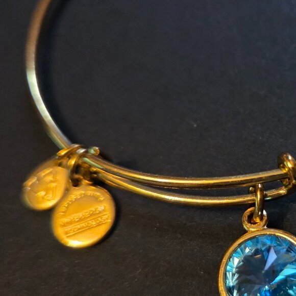 ALEX AND ANI 18K RAFAELIAN GOLD PLATED BANGLE BAR EXPANDABLE BRACELET WITH CHARM - Picture 2 of 3